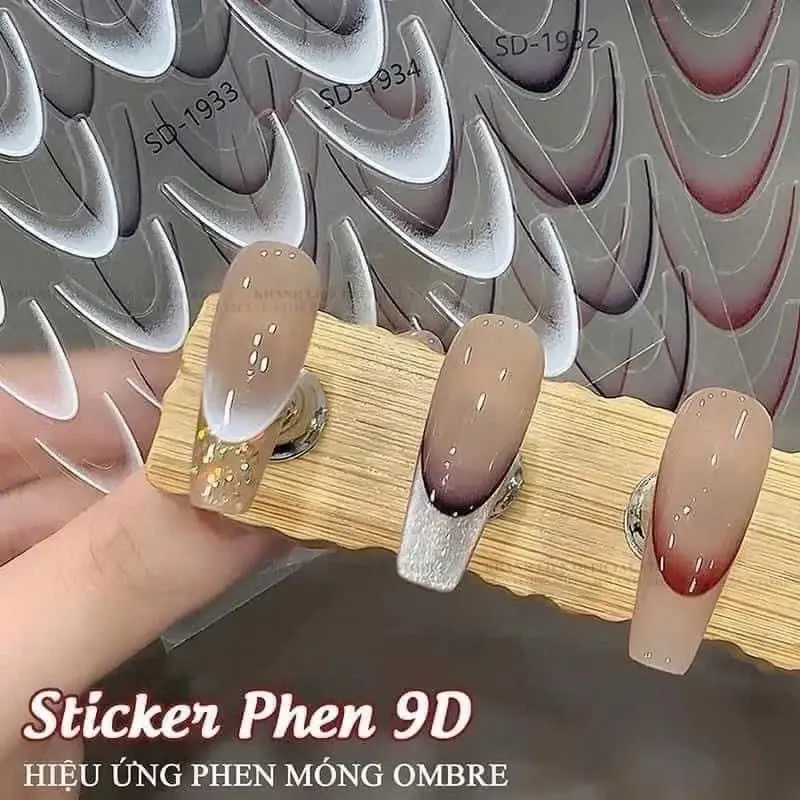 Sticker fen đầu móng miếng dán french móng miếng dán nghệ thuật