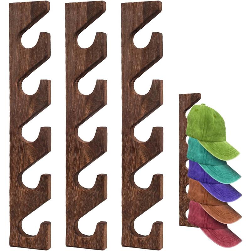 3 pcs hat rack for baseball caps wall mounted wooden hat storage ...