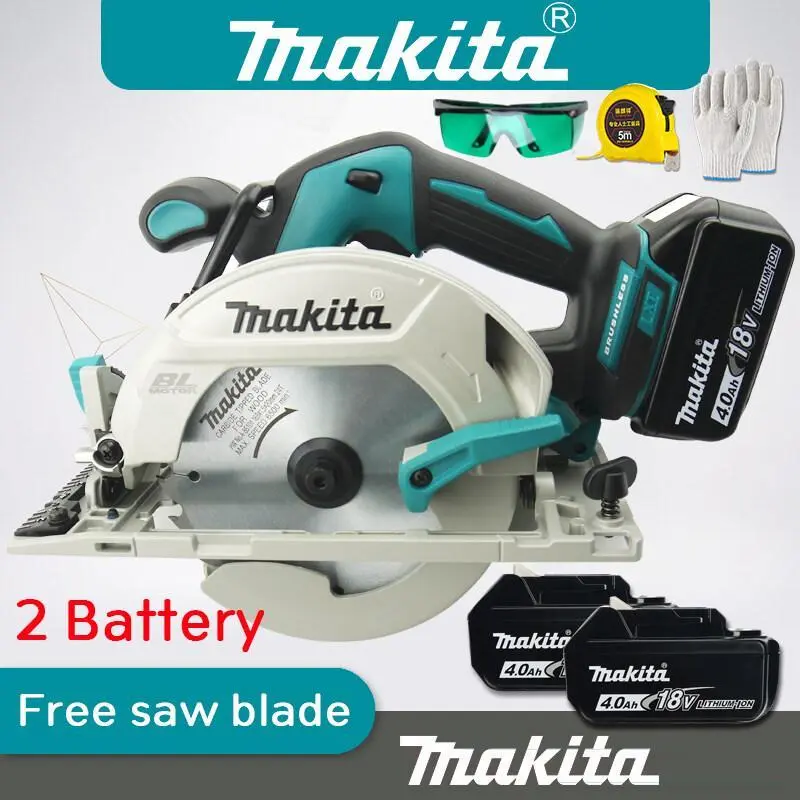 Makita เลื่อยวงเดือน 7 นิ้ว 18V เลื่อยวงเดือนแบตไร้สาย แบต 2ก้อน พร้อมอุปกรณ์ รุ่นสีฟ้า Electric circular saw 2 batteries free send cutting blade Free saw blades+glasses+gloves+rolls