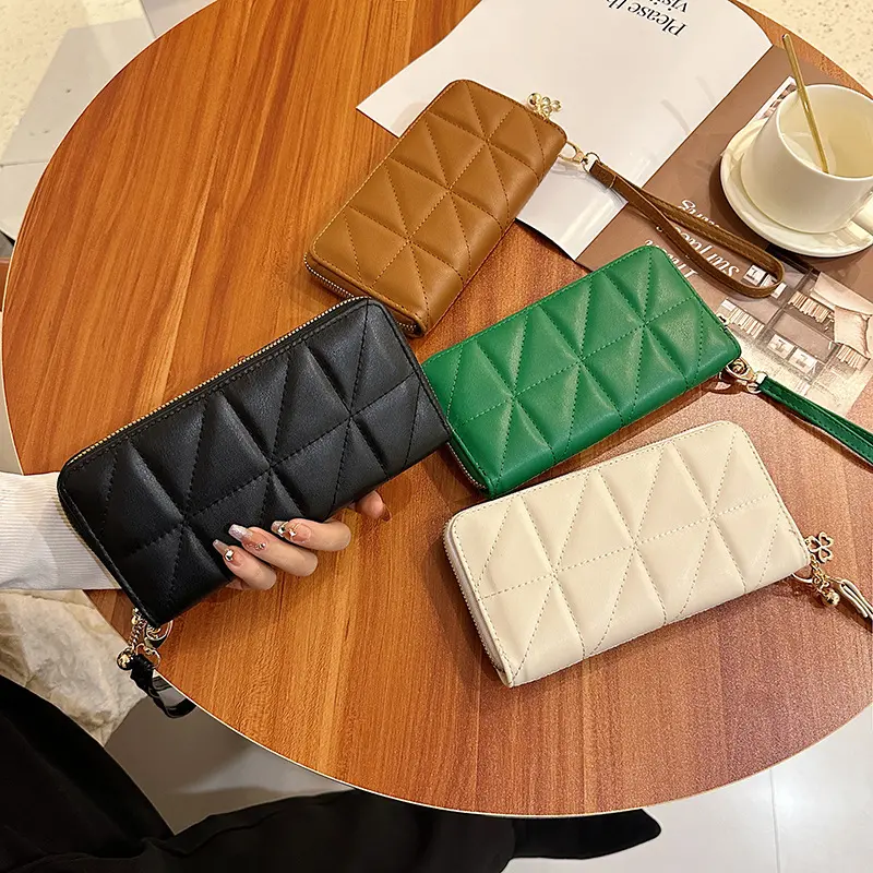 Summer Trendy New Rhombus Wallet Women's Long European and American Fashion Large-Capacity Handbag Zipper Lady's Wallet Ins Style