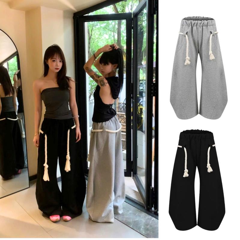 DÂY THỪNG Quần Suông Ống Thụng Chất Nỉ Có Sẵn Dây Thừng - Quần Dài Jogger Unisex 2 Màu Eo Chun