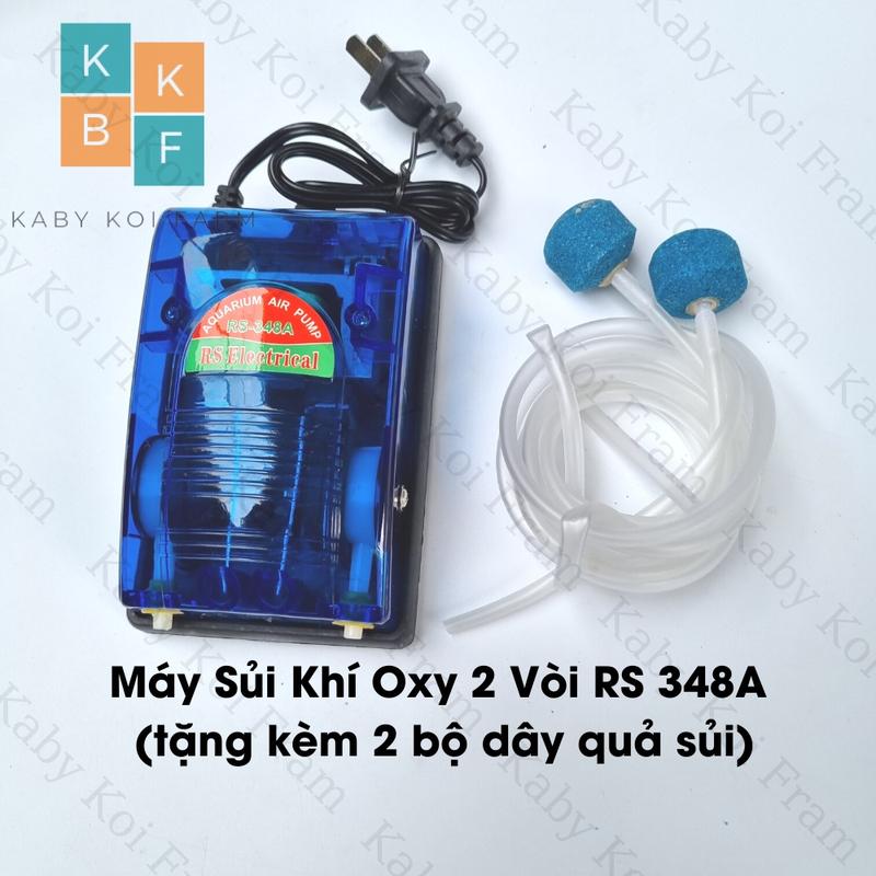 Máy Sủi Khí Oxy 2 Vòi RS 348A tặng kèm 2 bộ dây quả sủi (Máy sục khí oxy dùng cho bể cá cảnh dưới 100 lít)
