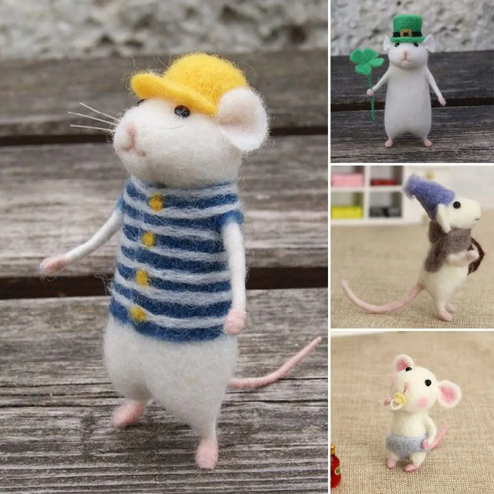 DIY Gift Material Bag Wool Kits Mouse Wool Felting Doll Felt Toy Mouse Ornament