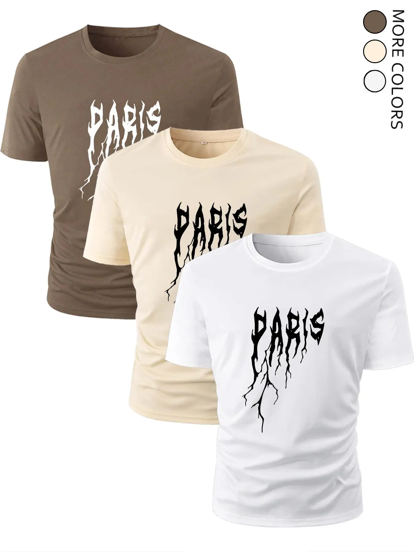 Men's Letter Print Round Neck Tee, Regular Fit Casual Short Sleeve Crew Neck T-Shirt for Summer, Men's Top for Daily Wear