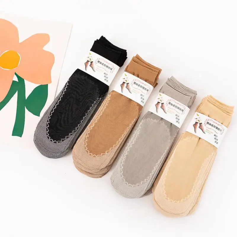 Tất Ngắn, Chất Liệu Nhung, Dành Cho Nữ, Đáy Bông, Thấm Hút Mồ Hôi, Chống Trượt, Tất Dài Giữa Bắp Chân, Tất Đế Mát Xa, Thích Hợp Cho Phụ Nữ