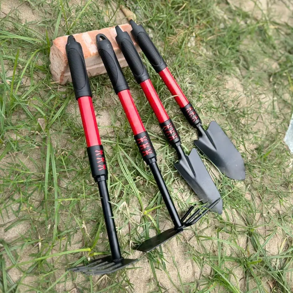 Bộ Dụng Cụ Làm Vườn Đa Năng 4 Món Bao Gồm 1 Cuốc + 1 Xẻng To + 1 Xẻng Nhỏ + 1 Cào