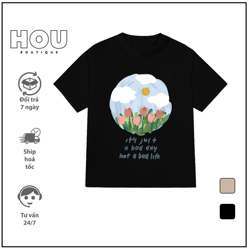 Áo thun nữ BABY TEE 100% Cotton 250gsm SKY Cổ Tròn Top Women Đen