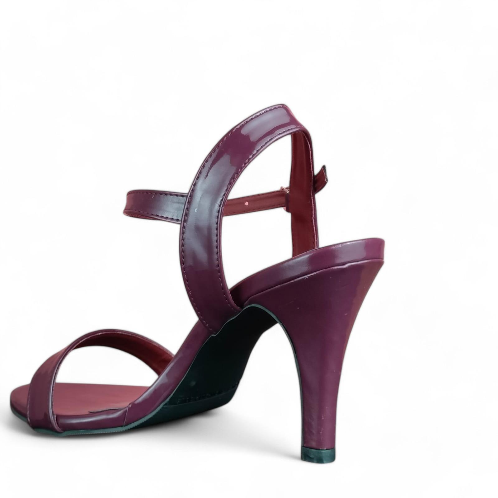 ZUNERA High heels 9cm wanita kekinian burgundy Sandal