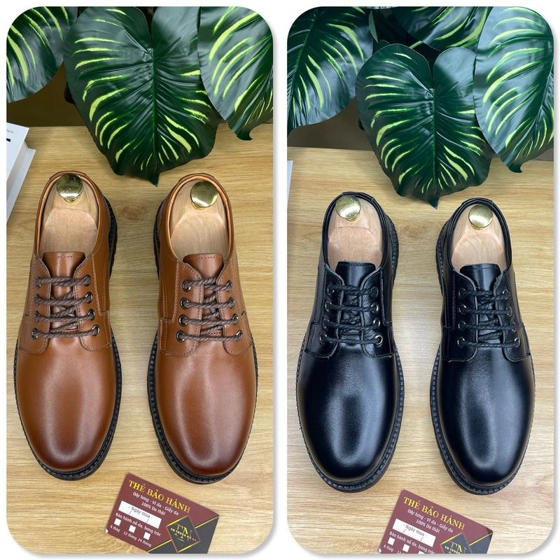  Giày Chunky derby  đốc thấp cổ  DT -01 da bò đế cao su khâu  bh 12 tháng  