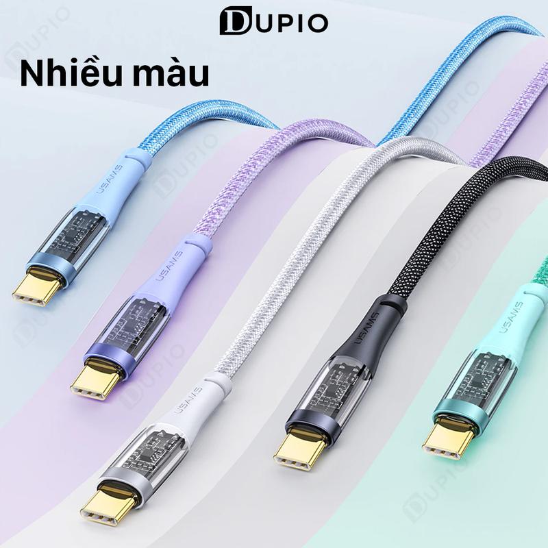 Product Introduction of Dây cáp sạc nhanh DUPIO Usams DS10 pd 100w trong suốt giám sát dòng sạc bảo vệ thiết bị 22
