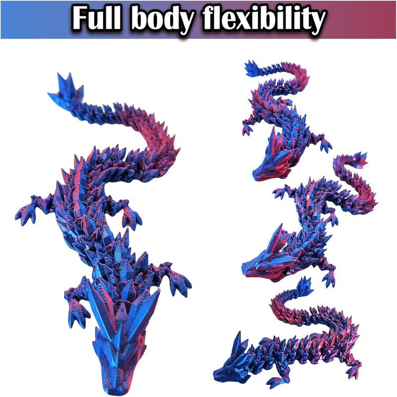 Product Introduction of 3D Printed Crystal Gemstone Dragon, 1 Count Articulated Crystal Dragon, Decorative Ornament, Stress Relief Toy for Teenager & Adult 2