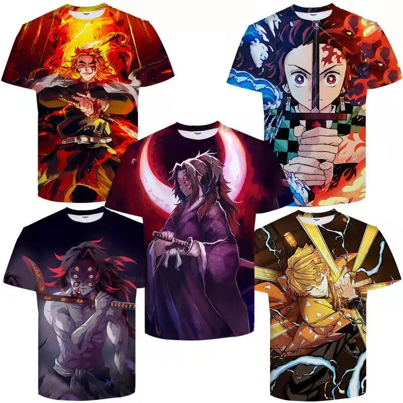 Áo Thun Họa Tiết Anime Thanh Gươm Diệt Quỷ, In 3D, Thời Trang Và Thoải Mái, Áo Ngắn Tay Thường Ngày, 2024  Unisex