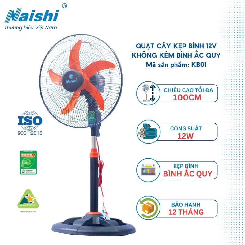 [KB01] Quạt Kẹp Bình 12v Naishi Sử Dụng Bình Ắc Quy (Sản Phẩm Không Kèm Bình Ắc Quy) – Quạt Có 1 Tốc Độ Gió – Công Suất 12w – Động Cơ Có Chổi Than – Chiều Cao 1m – Có Túp Năng Chuyển Hướng