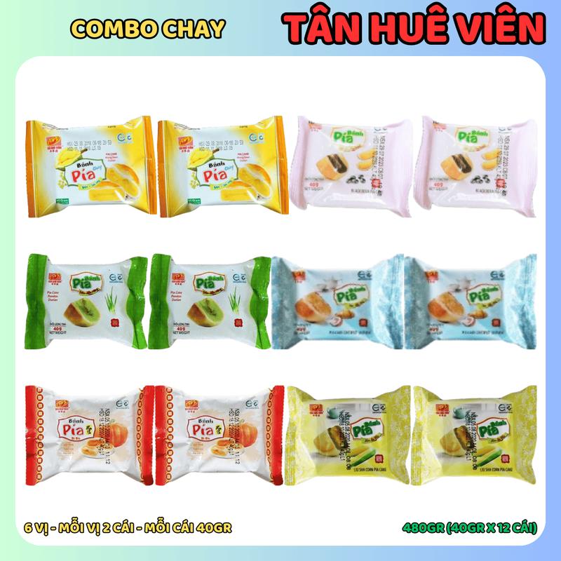 Bánh Pía Chay Mini Tân Huê Viên, Combo 6 Vị Bánh Pía Chay Mini (Mỗi Vị 2 Cái, Mỗi Cái 40gr), Đặc Sản Sóc Trăng