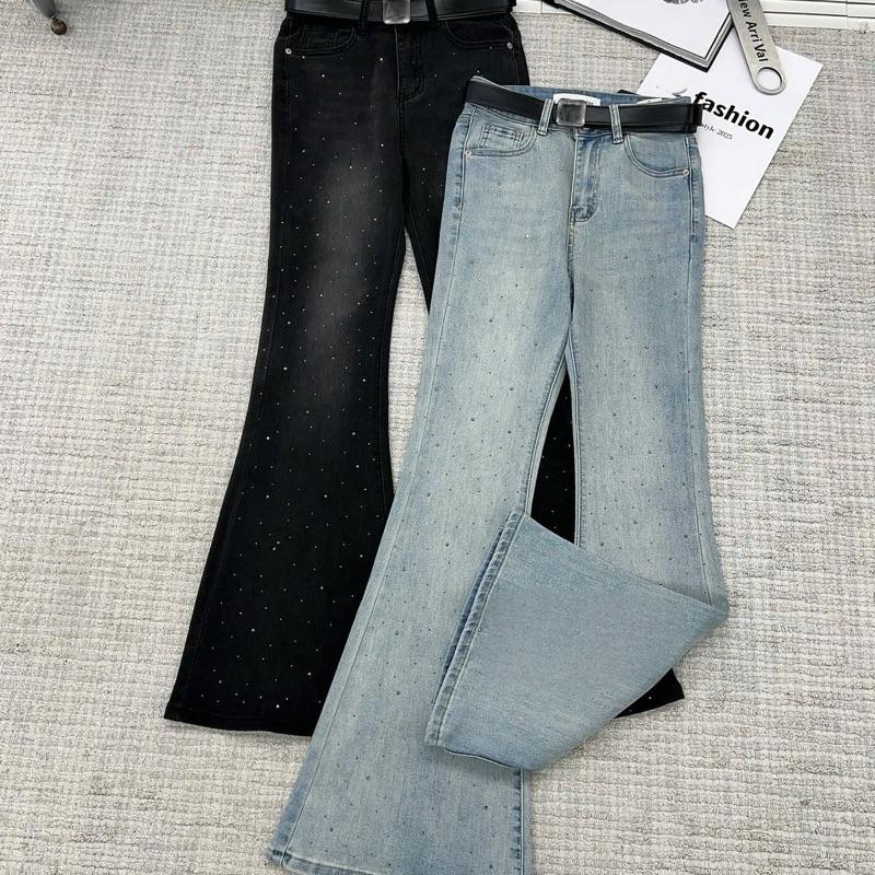Lynk Nhi• Quần jeans ống loe đính đá tặng kèm đai ( hàng Qc loại 1) #33710 Nữ Women Pants girl phố