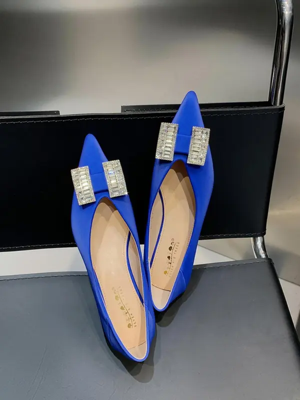 Women's Elegant Rhinestone Decorated Flat Shoes, Trendy Pointed Toe Slip on Shoes, Fashionable Shoes for Daily Wear, Girl 0