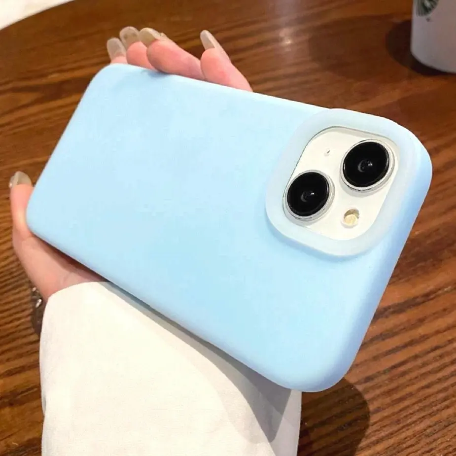 Candy Jelly Blue Liquid Silicone Anti-Drop High Quality Phone case For iPhone15 14 13 12 11 Pro Max Plus, Phones Casing Protection Dustproof Shockproof  Skin feel No Fingerprint