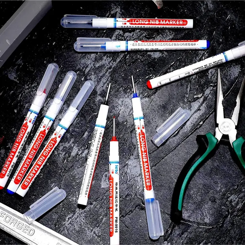 Spidol Pulpen Pena Permanen Tukang Bangunan Kepala Panjang Long Nip Tip Waterproof Paint Marker Penanda Besi Kayu Plastik Ban Mobil Motor Tahan Air 4