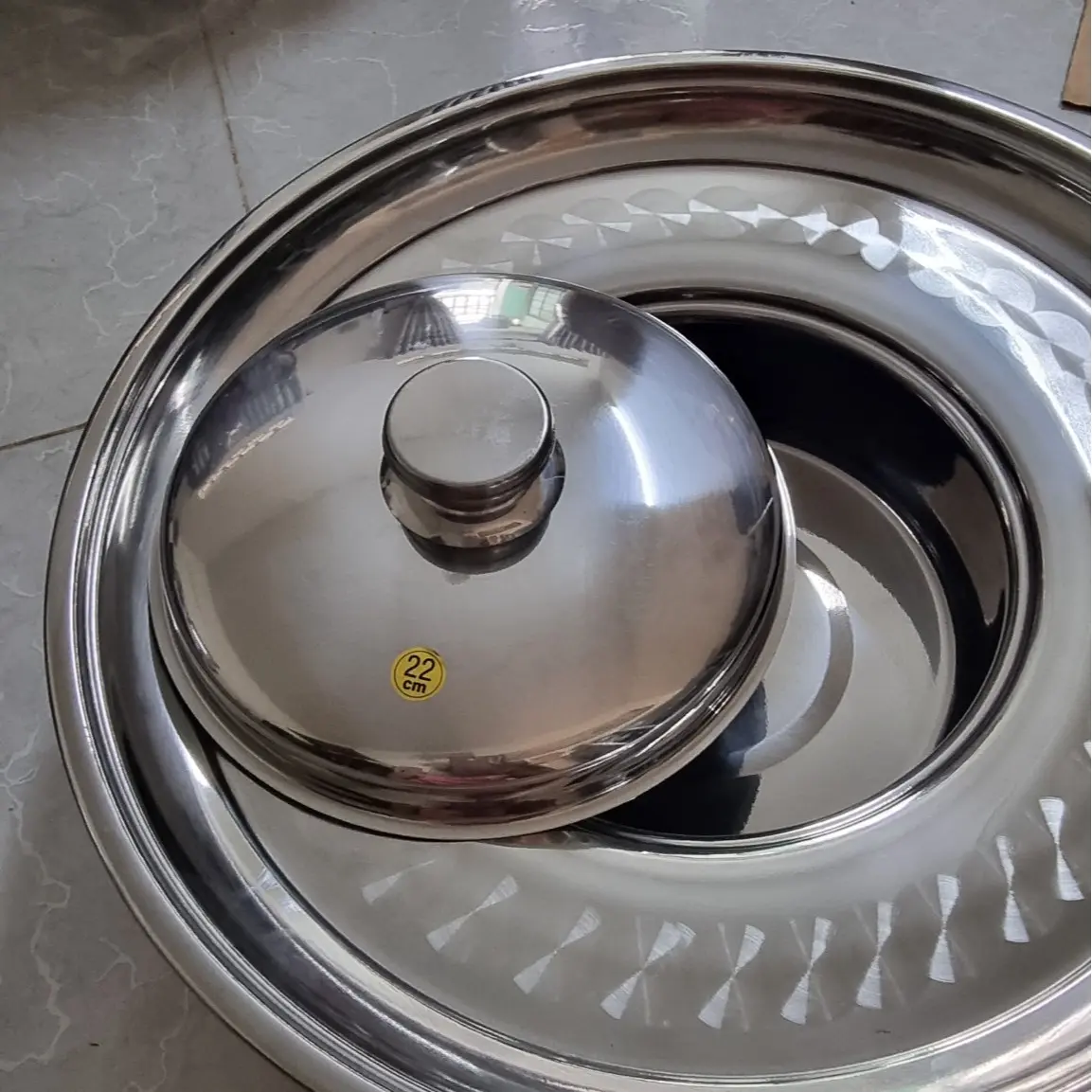 Nồi lẩu nón vành 20cm inox đường kính vành nồi 42cm nấu được mọi loại bếp kể cả bếp từ