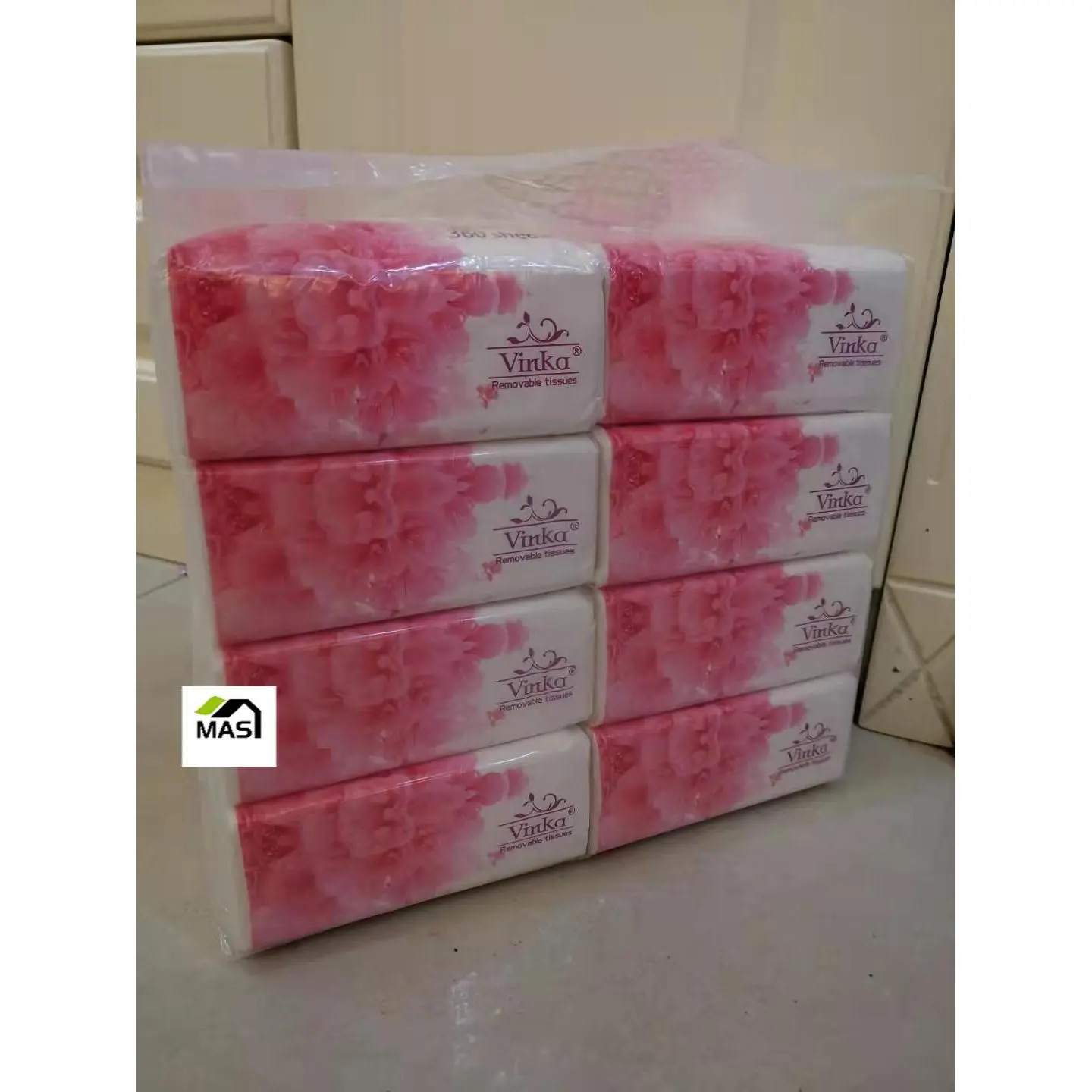 MAS GOODS Vinka Organic Facial Tissue 3 ply (360 sheets x 8 Packs)