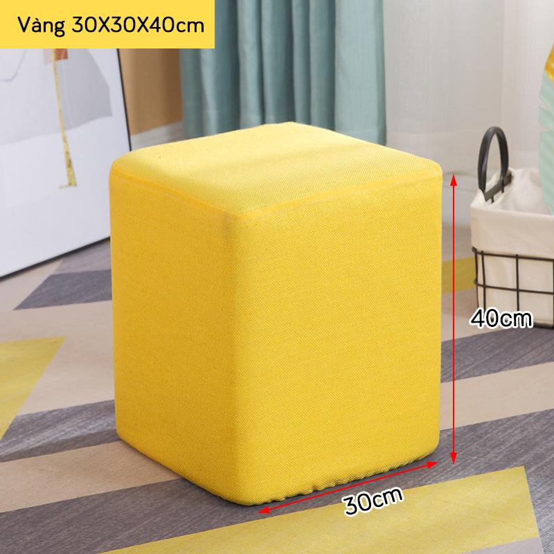 Ghế Đôn Sofa Vuông FOREVER 84, Ghế Bàn Trang Điểm MÀU RÊU 30x30x40CM - Bọc Mút Dày Dặn - ĐỔI TRẢ TRONG VÒNG 3 NGÀY 4