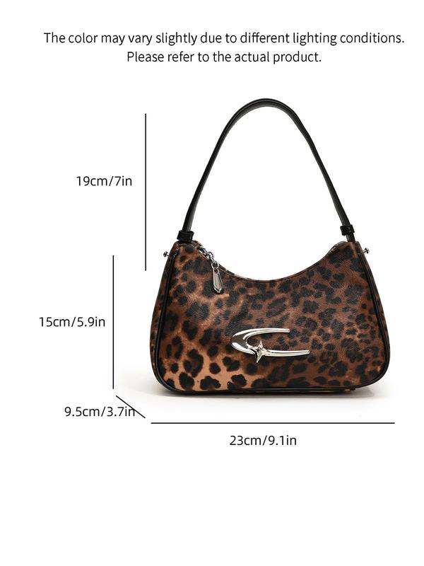 Women's Fashion Leopard Print Underarm Bag, Vintage Trendy Shoulder Bag, Casual Versatile Commuter Bag for Daily Use 1