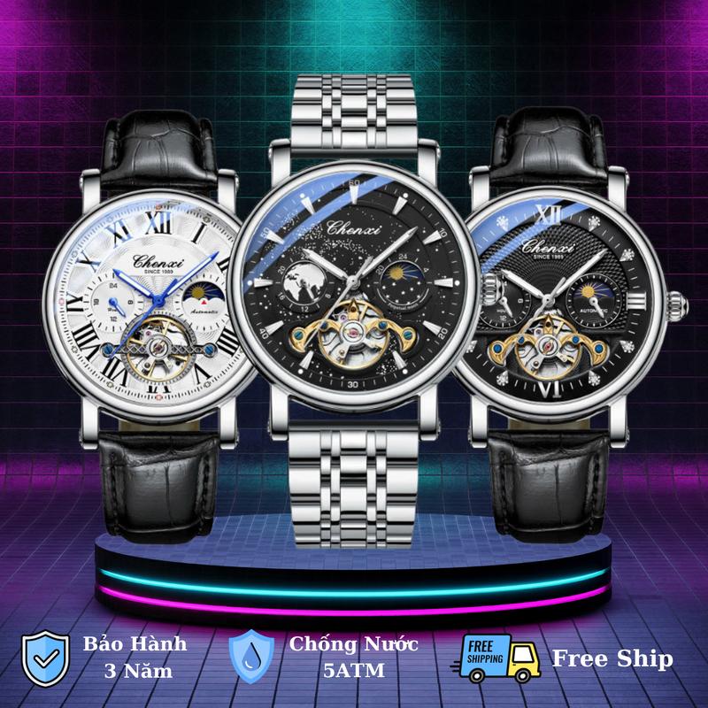 Đồng Hồ Cơ Chenxi CX-8876 Lộ Cơ Skeletun Size 42mm - Chống Nước 5ATM - Bảo Hành 3 Năm - Watch Đeo Tay Nam