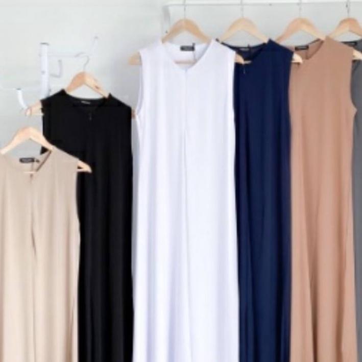 Inner Span Dress - Gamis lengan panjang dan tanpa lengan Polos Busui Bahan Jersey Fit To L by Arlentya 2