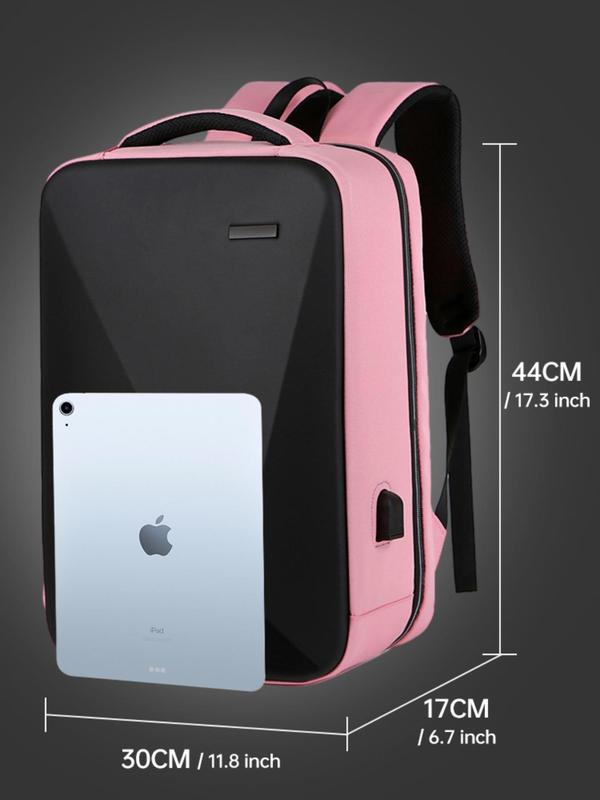 Unisex Business Large Capacity Laptop Backpack with Hard Shell Design, Plain Color Laptop Bag for Work & Travel, Anti-theft Backpack with Lock for Computer 5