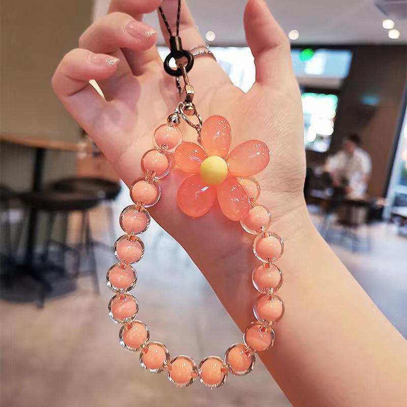 Dây Đeo Điện Thoại Di Động Thiết Kế Hoa Sử Dụng Kép Đầy Màu Sắc, Đính Cườm, Dây Đeo Tay Chống Thất Lạc, Làm Bằng Silicon, Thích Hợp Cho Điện Thoại Thông Minh Và Điện Thoại Di Động, Phụ Kiện 6