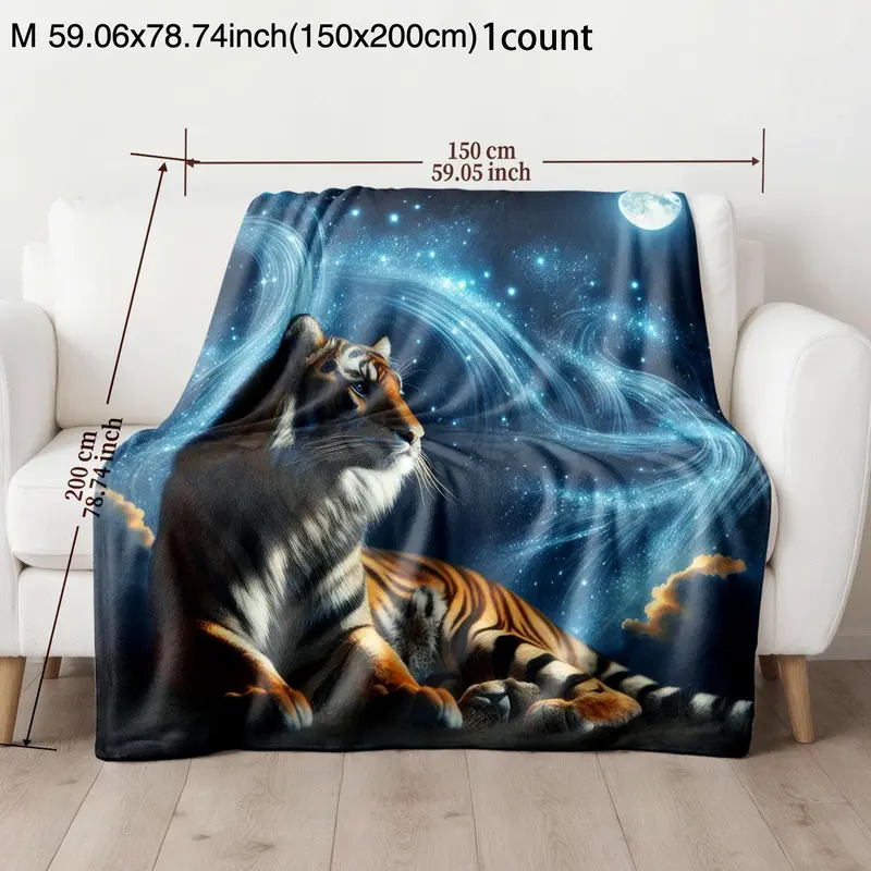 Tiger Pattern Blanket, Soft Comfortable Throw Blanket, Cool Bedroom Bedding Blankets, Warm Napping Blanket for Home Office Travel Camping 3