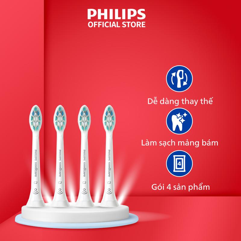 Bộ 4 Đầu Bàn Chải Điện PHILIPS C2 HX9024/67, Hỗ Trợ Làm Sạch Sâu, Chăm Sóc Răng Miệng