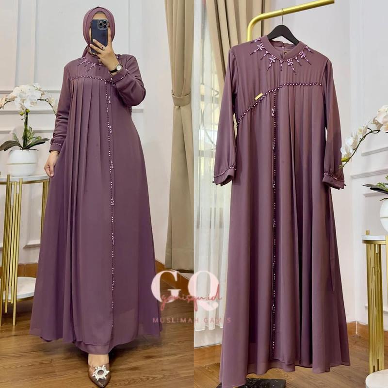 Najah Fashion Alfai Dress Lebaran 2025 Ceruty Babydoll Payet Remaja Muslim Ukuran MLXL DAN XXL Premium 0