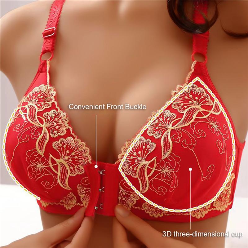 Product Introduction of Button Embroidery Brassiere Bralette Wireless Underwear Women's Bras Seamless Floral Push Up Bras Wireless Front Comfy Lingerie 22
