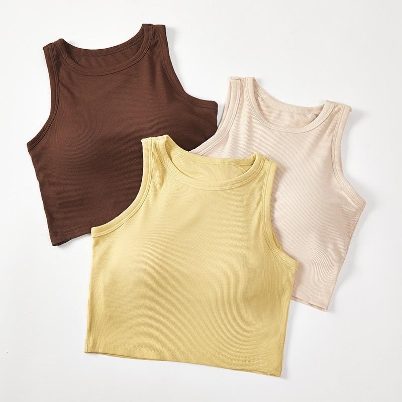 544 Áo Ba Lỗ Croptop Có Đệm Chất Thun Tăm QC Cao Cấp Nữ Women Nhung Voi