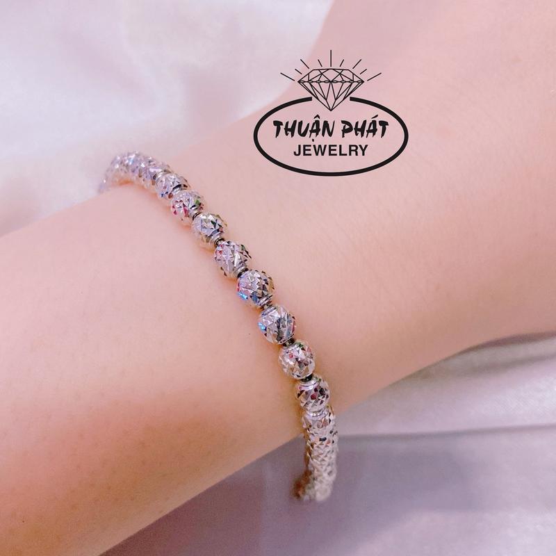 Phụ Kện Lắc Tay Nữ L029 Bi 5li Tròn Điều Cắt Máy 9D Đeo Tay Sang Trọng Trang Sức Bạc Ý Xi Bạch Kim - Bạc Thuận Phát