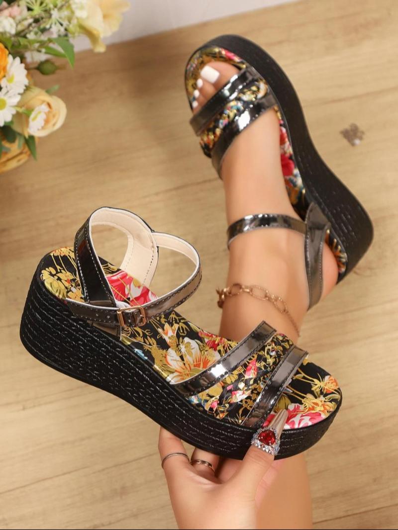 Product Introduction of Women's Fashionable Solid Color Platform Sandals, Casual Comfortable Wedge Sandals for Summer, Female All-match Round Toe Sandals for Daily Wear, Walking Shoes 5