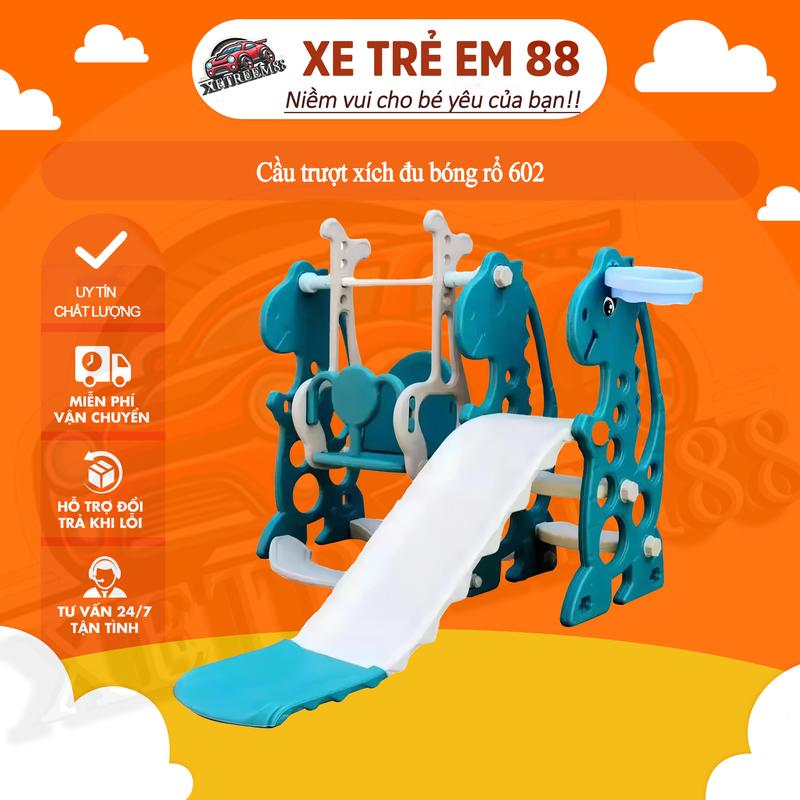 Cầu trượt xích đu bóng rổ 602 cho bé Đồ Chơi Toys