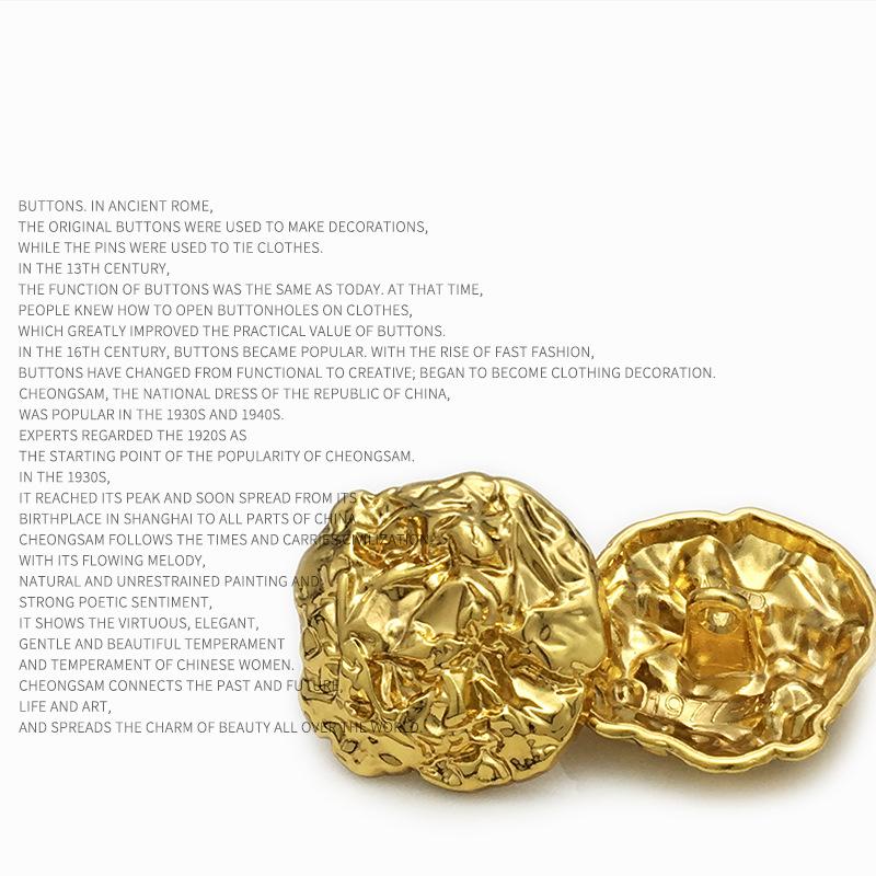 All-Match Special-Shaped Pleated Buttons 45mm Oversized Metal Buttons High-End Suit Coat Decorative Fur Buttons 2