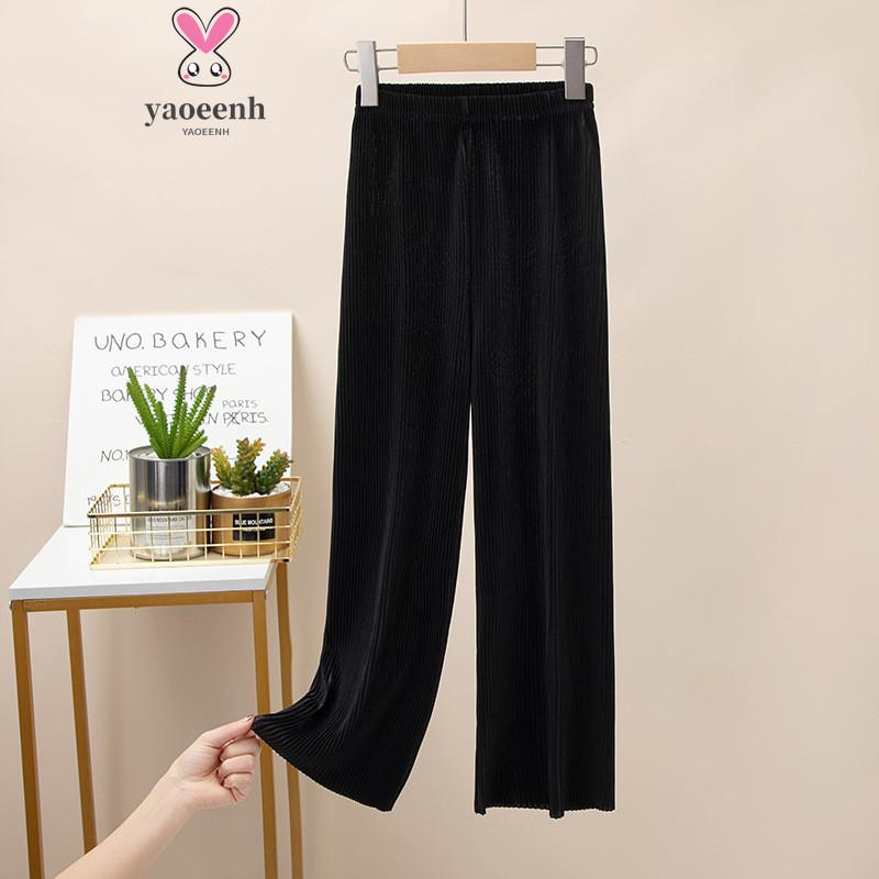 100-160cm Girls' Pleated Loose Wide-Leg Pants Middle Big Children Casual Home Straight Pajama Pants Ready Stock Fast Shipping 0