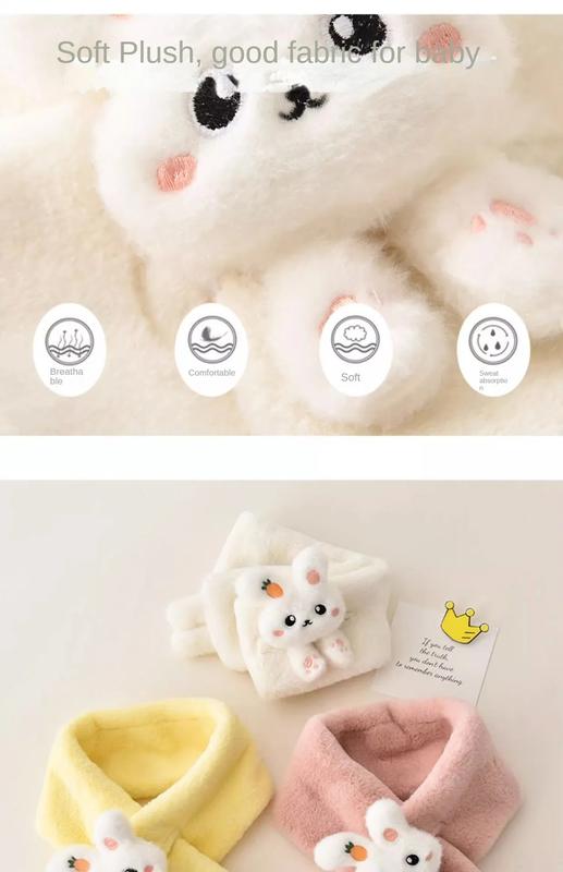 Product Introduction of Korean Women's Lovely Cartoon Rabbit Rabbit Fur Cross Plush Scarf Girl's Winter Neck Protection Thick Warm Fake Neck Bib 4