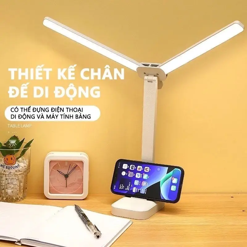 ￼Đèn Học Để Bàn Tích Điện 2 Bóng Chống Cận Phù Hợp Mọi Lứa Tuổi Tiện Ích Mọi Không Gian 1