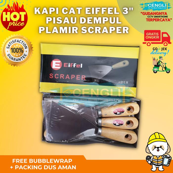 Gambar Kapi Cat EIFFEL Dempul Plamir Scrapper Gagang Kayu 3 INCh dari Cengli Store Kota Surabaya Tokopedia