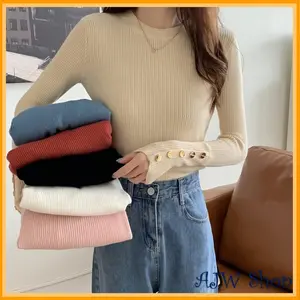 AJW [XAM] Inner Rajut Lengan Panjang Kancing Gold Premium | Manset Lengan Panjang Kekinian | Inner Rajut Lengan Panjang