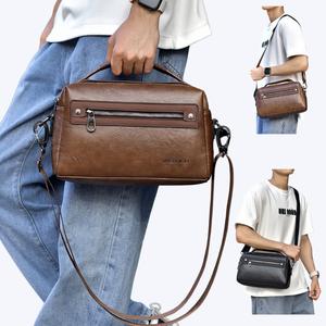 Casual Retro Men's Single Shoulder Bag, Versatile Simple Style, Large Capacity with Multi-layered Storage, Made of High-Quality PU Fabric, Durable and Not Easily Deformed