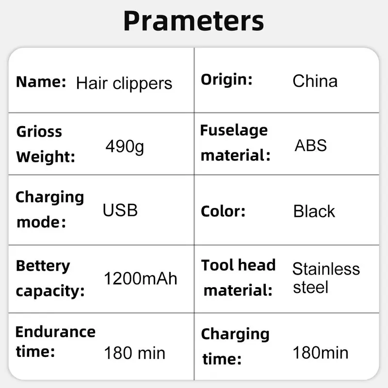 Professional Cordless Hair Clipper Set, 1 Box Men's USB Charging Hair Clipper and Trimmer Set, Beard Trimmer, Great Gift for Men 7