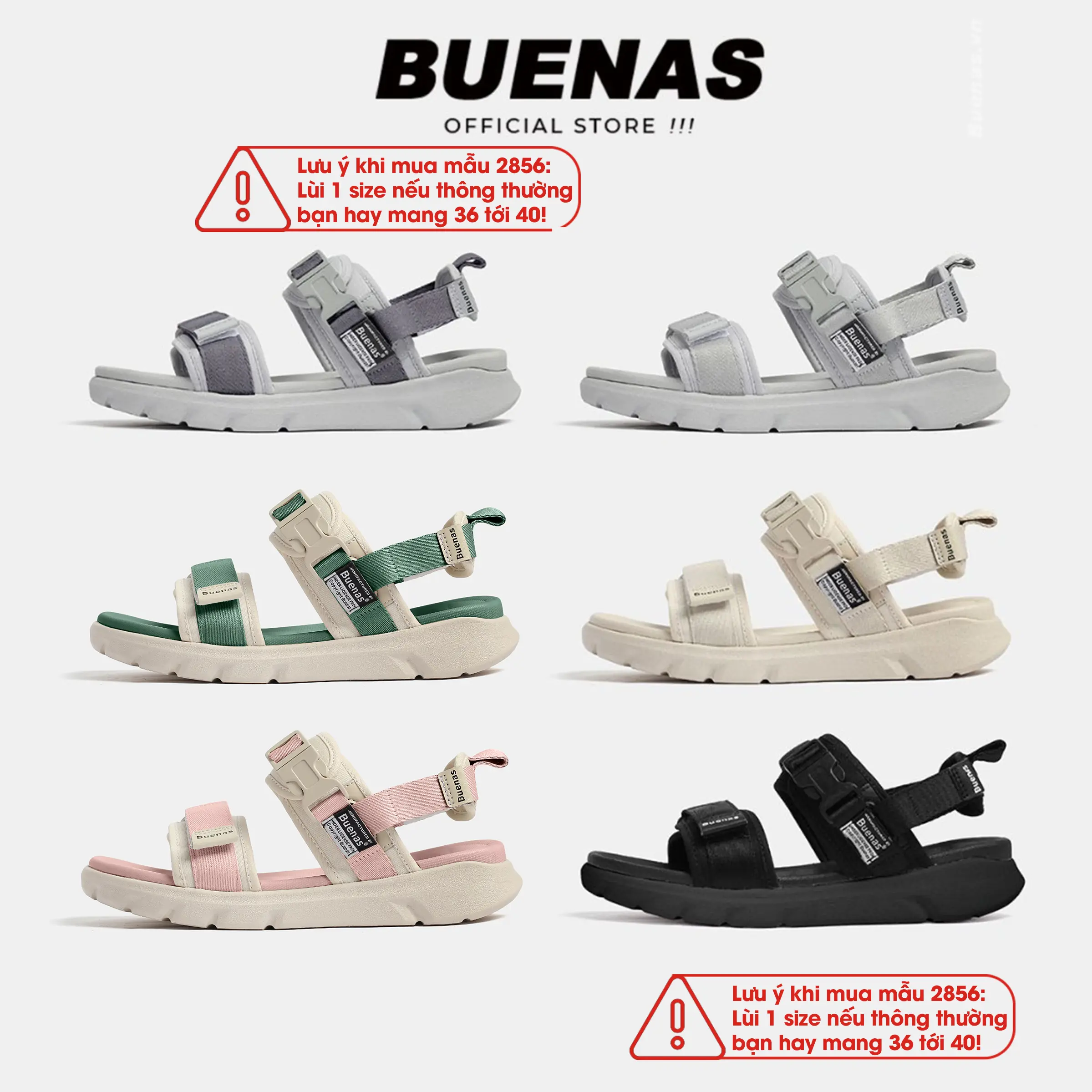 Sandal Buenas 2856 nam nữ nhẹ êm - dép quai hậu 2 quai ngang học sinh đi học