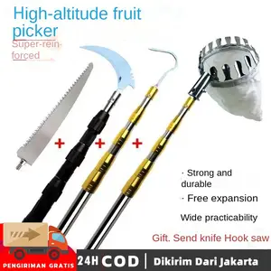 6M 6/5in1 Long Stick for Picking Fruit metal fruit picker / Pruning Saw Branch Twig Branch Mistletoe Pole Telescopic Stick/Fruit Picker Garden Tool Telescopic Stick Fruit Net Fruit Picker Multifunctional Fruit Picker Tool