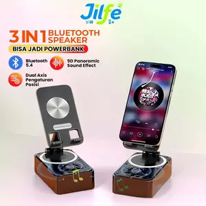 【JIife】024 Speaker Holder Hp 3In1 Wireless Bluetooth Audio + Foldable Desktop Phone Holder + PowerBank Adjustable