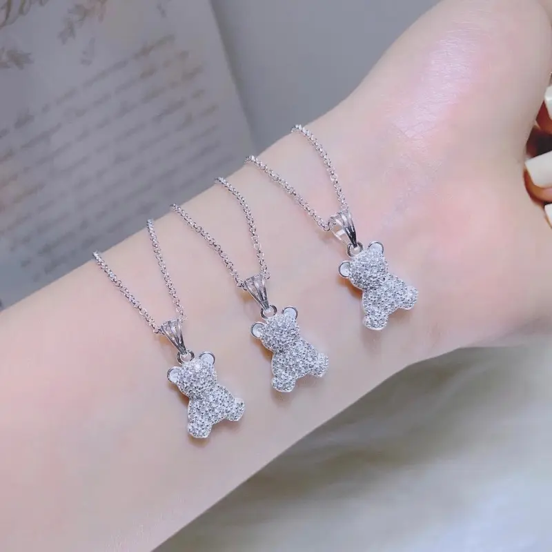 Dây chuyền mo tròn trơn mặt gấu cho mẹ và bé dây chuyền mặt gấu 1